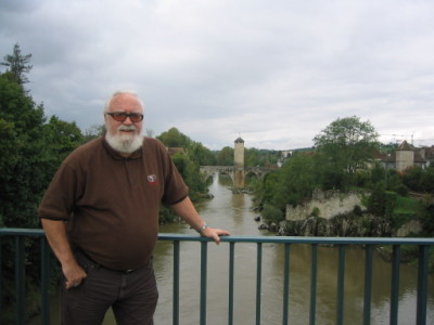 Standing on an ancient bridge